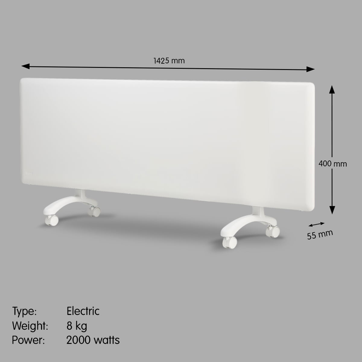 Electric Panel Heater Thermostat 142.5x5.5x40cm