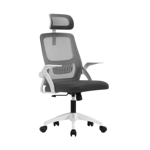  Ergonomic Office Chair Back Support Dark Grey&White