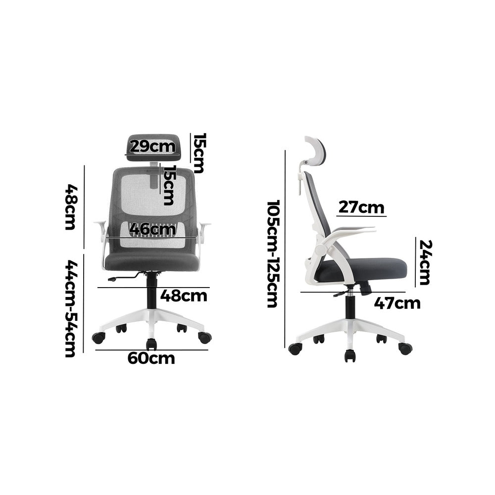 Ergonomic Office Chair Back Support Dark Grey&White