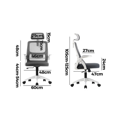 Ergonomic Office Chair Back Support Dark Grey&White
