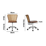 Rattan Office Chair PU Leather Seat Dark Brown