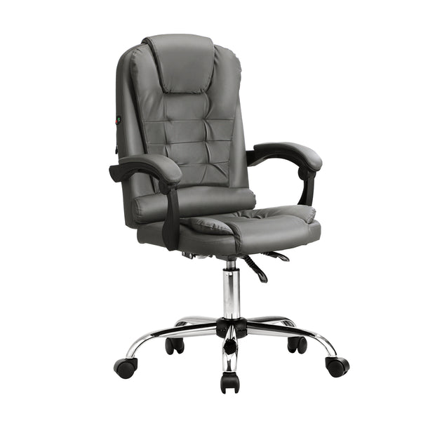  Massage Office Chair Racing Chairs PU Leather Grey