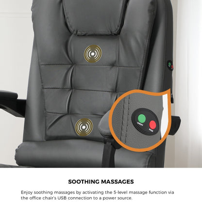 Massage Office Chair Racing Chairs PU Leather Grey