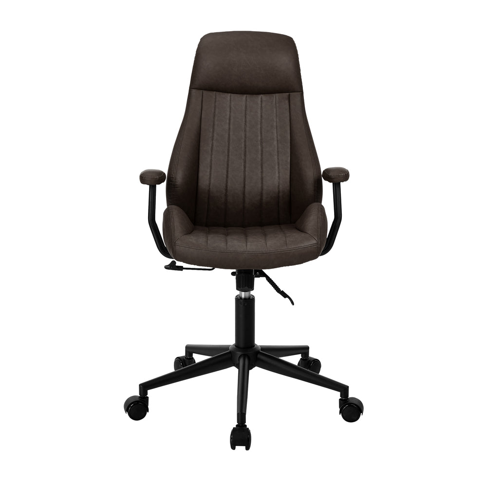 Black office chair, rear view