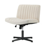 Mid Back Armless Office Desk Chair Height Adjustable Wide Seat Beige