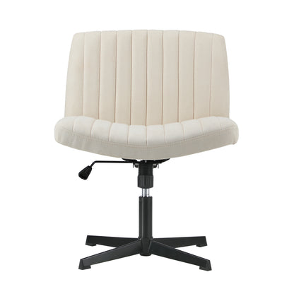 Mid Back Armless Office Desk Chair Height Adjustable Wide Seat Beige