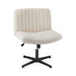 Mid Back Armless Office Desk Chair Height Adjustable Wide Seat Beige