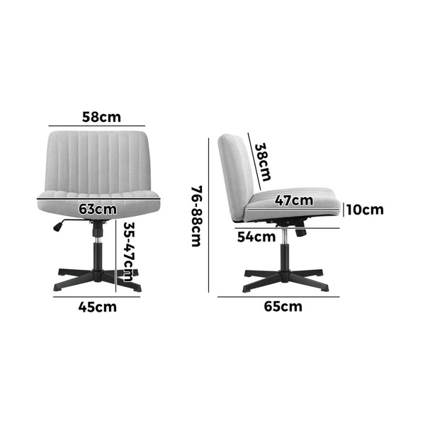  Mid Back Armless Office Chair Adjustable Wide Seat Grey Ergonomic Desk Chair