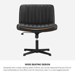 Mid Back Armless Office Chair PU Leather Black