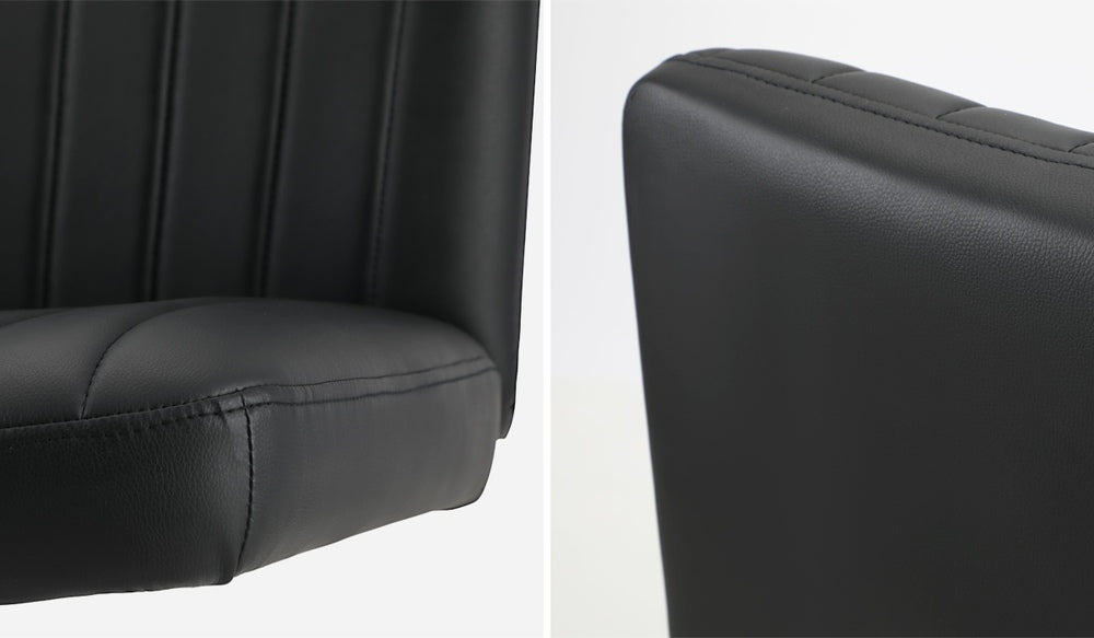 Mid Back Armless Office Chair PU Leather Black