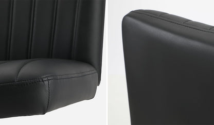 Mid Back Armless Office Chair PU Leather Black