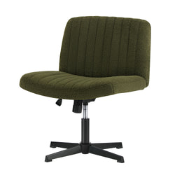 Mid Back Armless Office Chair Wide Seat Sherpa Green