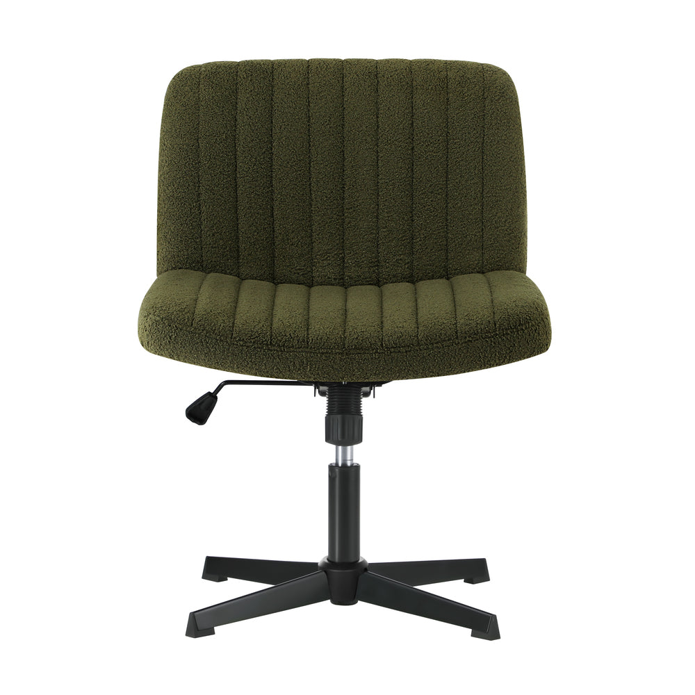 Mid Back Armless Office Chair Wide Seat Sherpa Green
