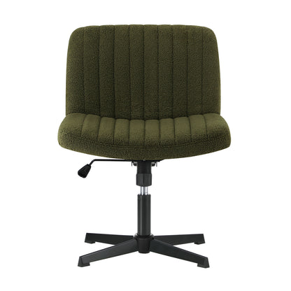 Mid Back Armless Office Chair Wide Seat Sherpa Green