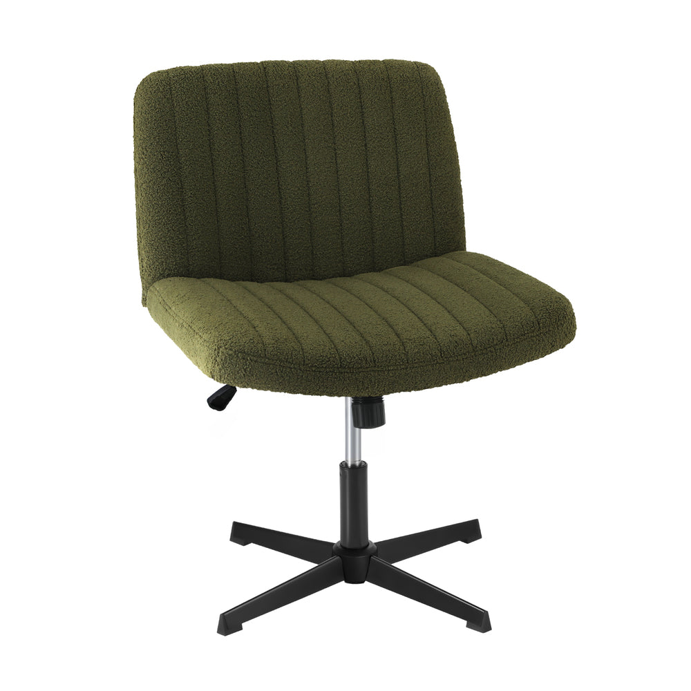 Mid Back Armless Office Chair Wide Seat Sherpa Green