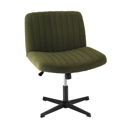 Mid Back Armless Office Chair Wide Seat Sherpa Green