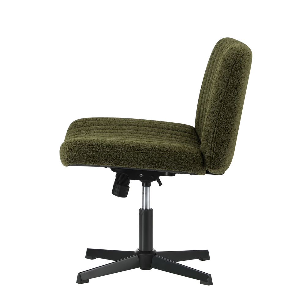Mid Back Armless Office Chair Wide Seat Sherpa Green