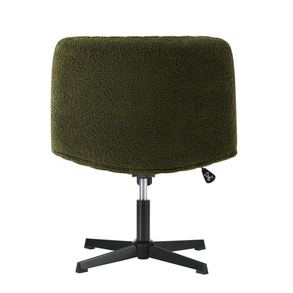 Mid Back Armless Office Chair Wide Seat Sherpa Green