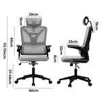 Mesh Office Chair Adjustable Lumbar Support D-Shape BK&GY