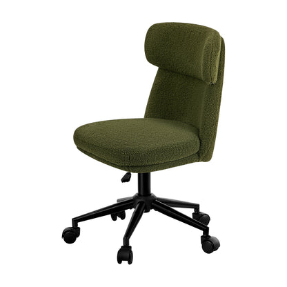 Armless Office Chair Mid Back Computer Desk Chair With Wheels White/Green