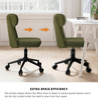 Armless Office Chair Mid Back Computer Desk Chair With Wheels White/Green