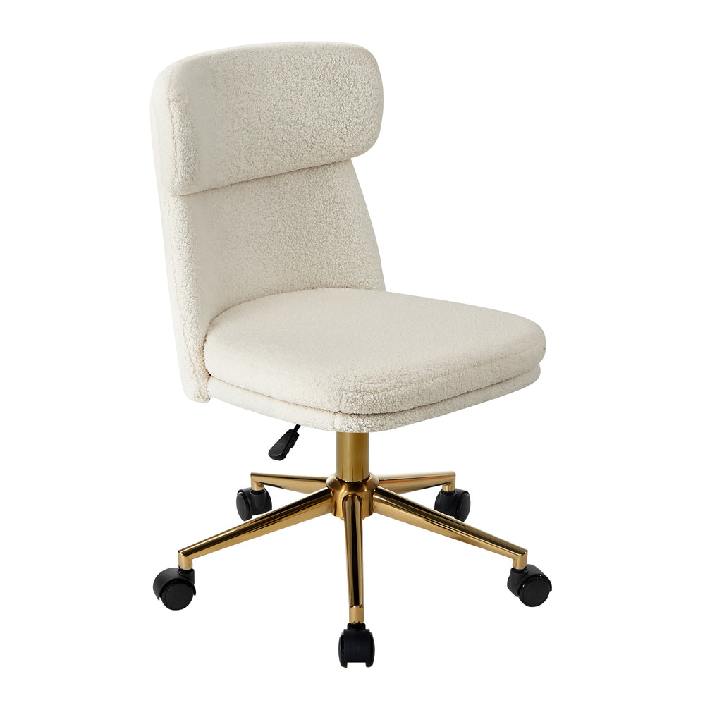 Armless Office Chair Mid Back Computer Desk Chair With Wheels White/Green