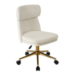 Armless Office Chair Mid Back Computer Desk Chair With Wheels White/Green