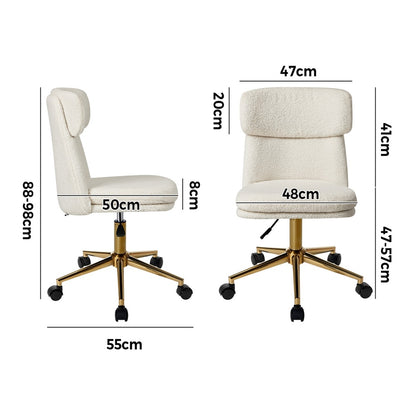 Armless Office Chair Mid Back Computer Desk Chair With Wheels White/Green