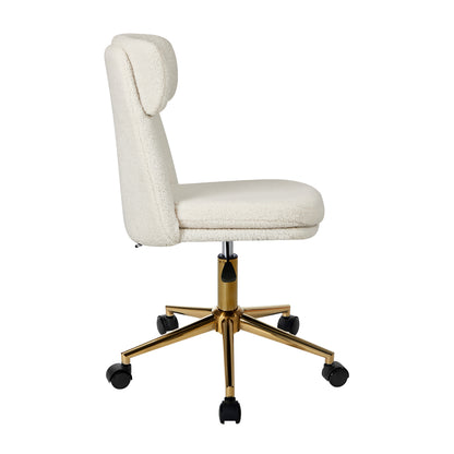 Armless Office Chair Mid Back Computer Desk Chair With Wheels White/Green