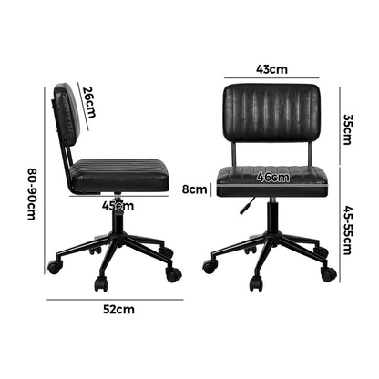 Mid Back Office Chair Swivel Computer Seat Leather Black Finish