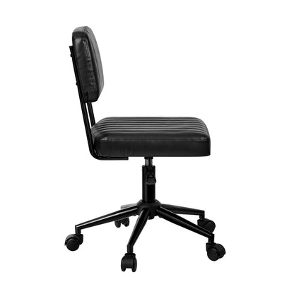 Mid Back Office Chair Swivel Computer Seat Leather Black Finish