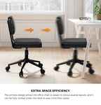 Mid Back Office Chair Swivel Computer Seat Leather Black Finish