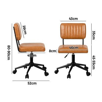 Mid Back Office Chair Swivel Computer Desk Chair Leather Brown