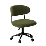 Armless Office Chair Mid Back Wide Swivel Desk Chair White/Green Computer Workstation Seating