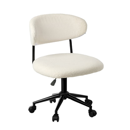 Armless Office Chair Mid Back Wide Swivel Desk Chair White/Green Computer Workstation Seating