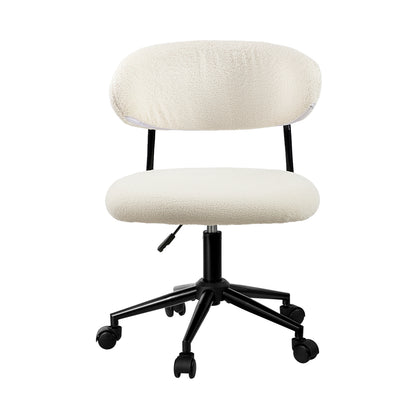 Armless Office Chair Mid Back Wide Swivel Desk Chair White/Green Computer Workstation Seating