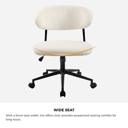 Armless Office Chair Mid Back Wide Swivel Desk Chair White/Green Computer Workstation Seating