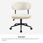 Armless Office Chair Mid Back Wide Swivel Desk Chair White/Green Computer Workstation Seating