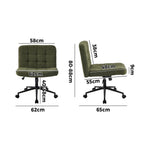 Mid Back Armless Office Chair Wide Boucle Green Swivel Desk Chair With Wheels