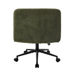 Mid Back Armless Office Chair Wide Boucle Green Swivel Desk Chair With Wheels