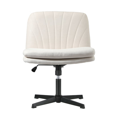 Armless Office Chair Wide Seat Linen Charcoal No Wheels