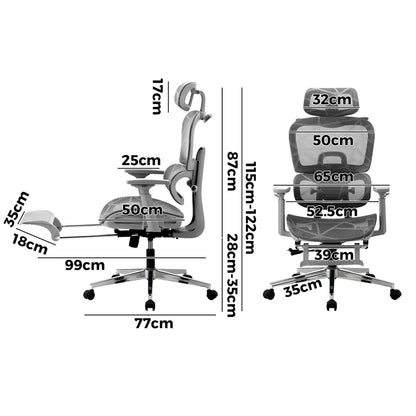 Ergonomic Office Chair Mesh Executive Seat Black/Grey/White
