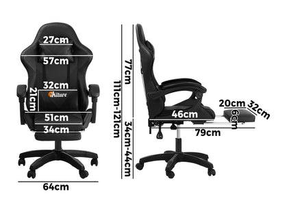 Home Gaming Chair Computer Desk Chair with Footrest Black