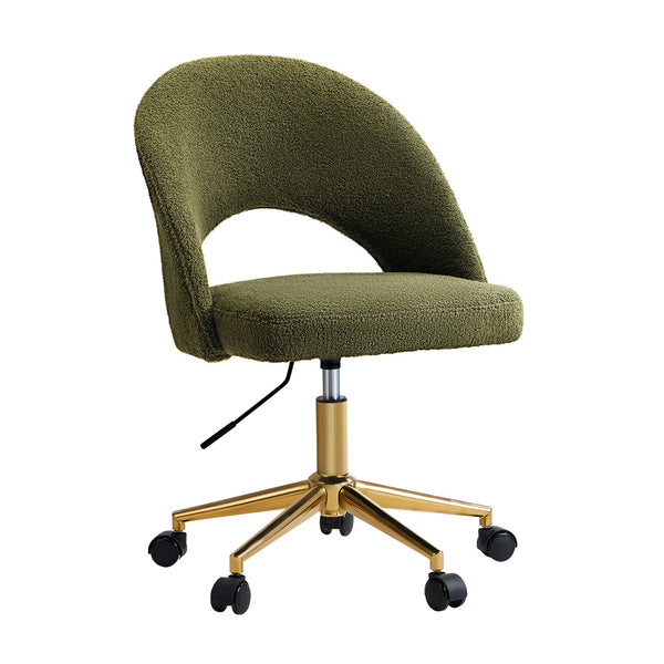  High Back Hollow Armless Office Chair Boucle Green&Gold