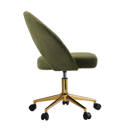 High Back Hollow Armless Office Chair Boucle Green&Gold