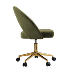 High Back Hollow Armless Office Chair Boucle Green&Gold