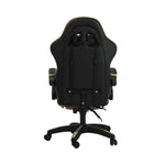 Luxurious Black & Gold Racing Chair with Footrest and Height Adjustment