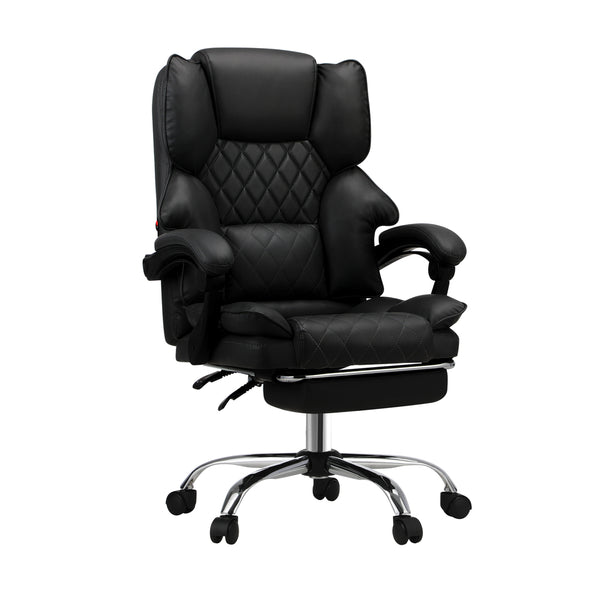  Massgae Office Chair Recliner Racing Computer Chairs PU Footrest Black