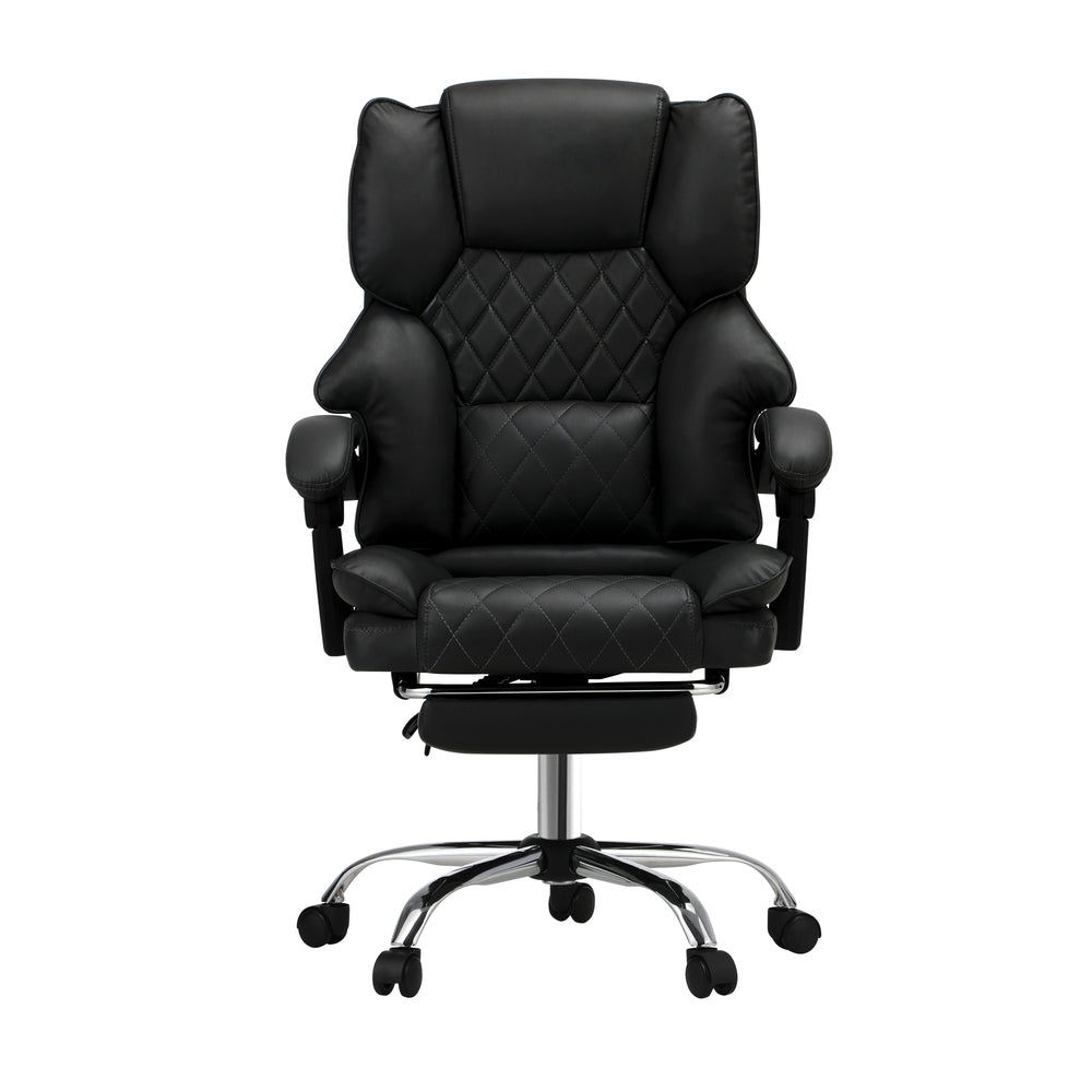 Massgae Office Chair Recliner Racing Computer Chairs PU Footrest Black