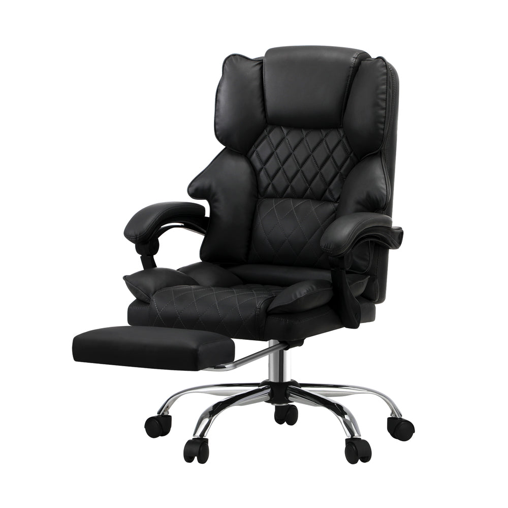 Massgae Office Chair Recliner Racing Computer Chairs PU Footrest Black